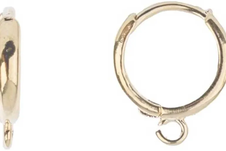 Gold Rectangular Huggie Hoop Earrings, 15×19.5mm, 4 Pieces