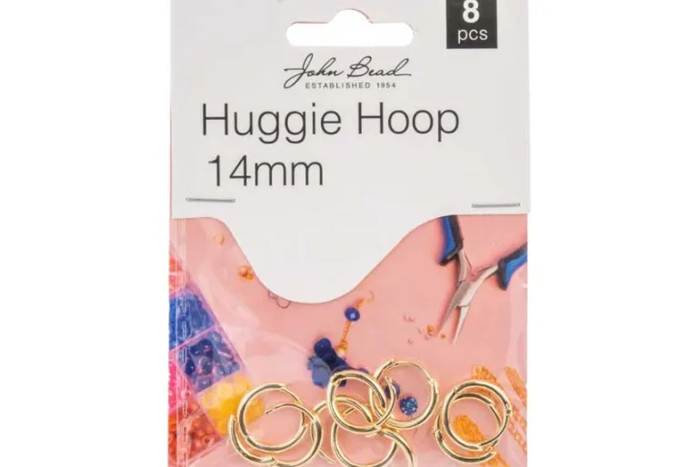 Gold Rectangular Huggie Hoop Earrings, 15×19.5mm, 4 Pieces
