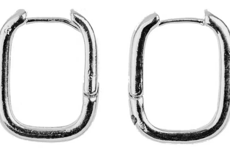 Gold Rectangular Huggie Hoop Earrings, 15×19.5mm, 4 Pieces