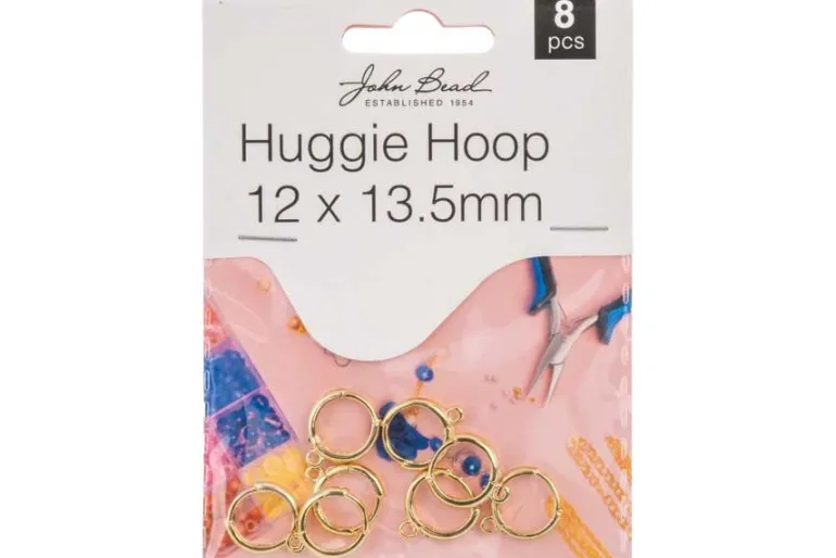 Gold Rectangular Huggie Hoop Earrings, 15×19.5mm, 4 Pieces