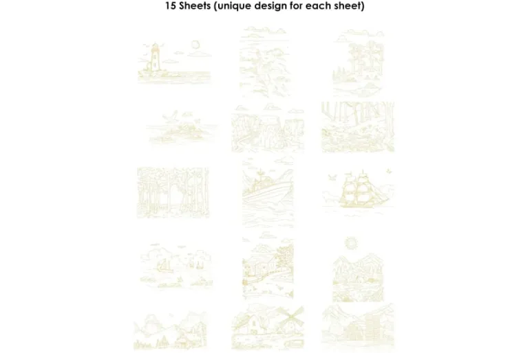 Grabie Watercolor Coloring Book – Landscapes