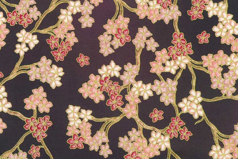 Graceful Cranes Ruffle on Moss with Gold Metallic Highlight