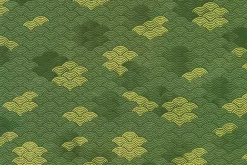 Graceful Cranes Ruffle on Moss with Gold Metallic Highlight
