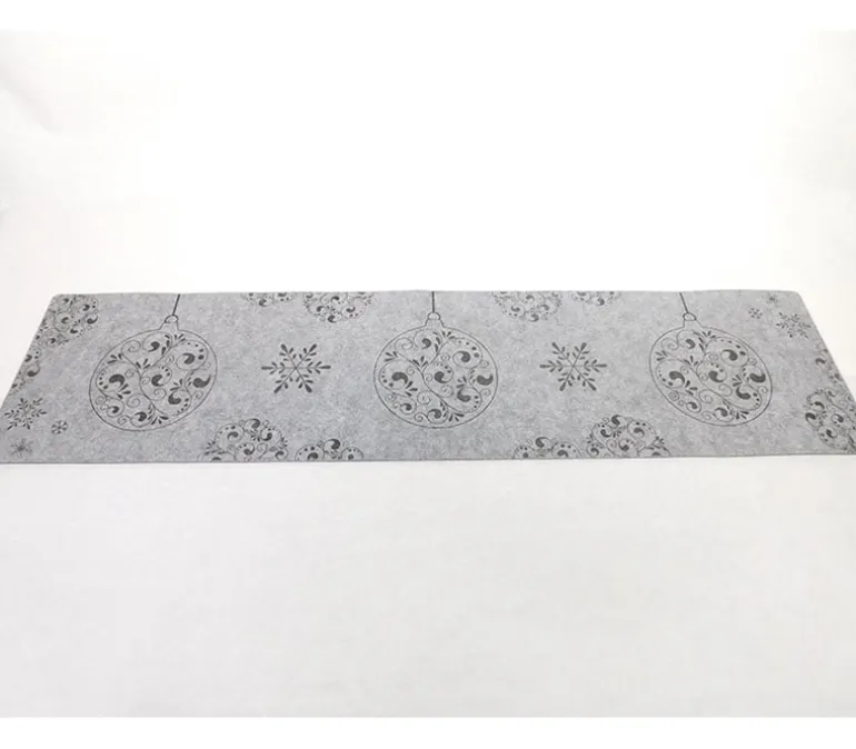 Grey/Ornaments Felt Table Runner – 47-inch