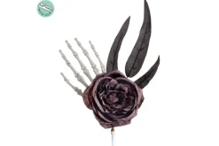 12″ Halloween Skeleton Hand Clip with Rose