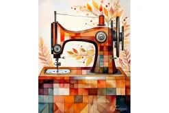 Harvest Bloom Sewing Machine Note Card