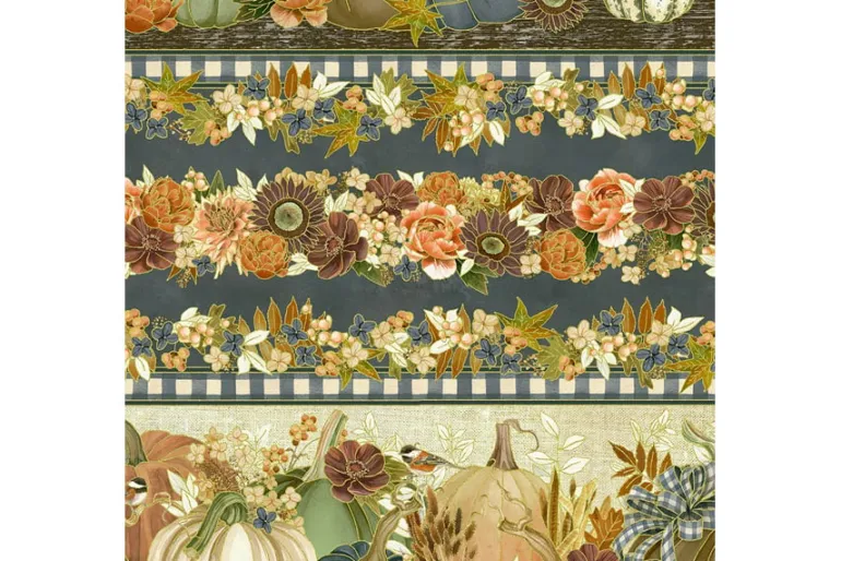 Hello Fall Medium Floral Denim & Gold Metallic Highlights