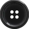 Hemline Double Rim Black Button 20mm 3ct