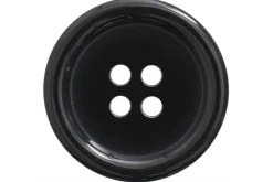Hemline Double Rim Black Button 20mm 3ct