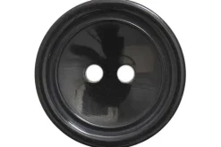 Hemline Double Rim Black Button 20mm 3ct