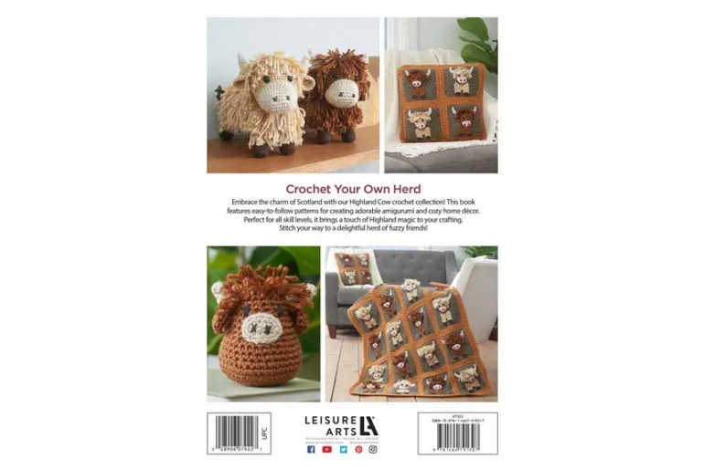 Highland Cow Grannysq Crochet Book #7922