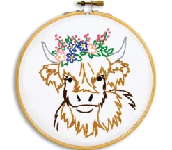 Highland Cow 6-inch Hoop Embroidery Kit 4096-973