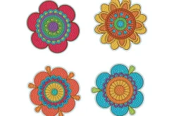 Hippy Brights Coasters Diamond Painting Kit 4pc