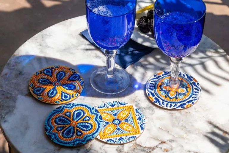 Hippy Brights Coasters Diamond Painting Kit 4pc