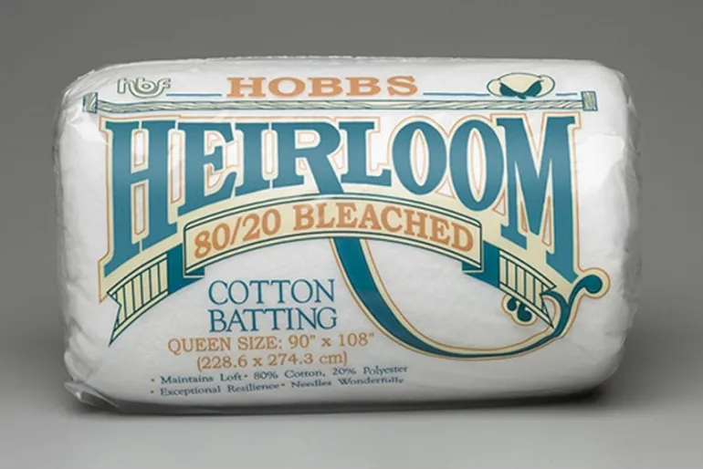 Hobbs Heirloom Batting – 80% Cotton/20% Polyester 120-inch x 120-inch – Bleached