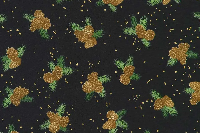 Holiday Flourish Forest Glen Dots on Shadow with Gold Metallic