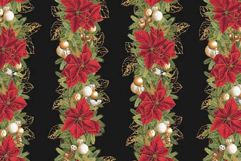 Holiday Flourish Forest Glen Poinsettia Cream w/ Metallic Gold