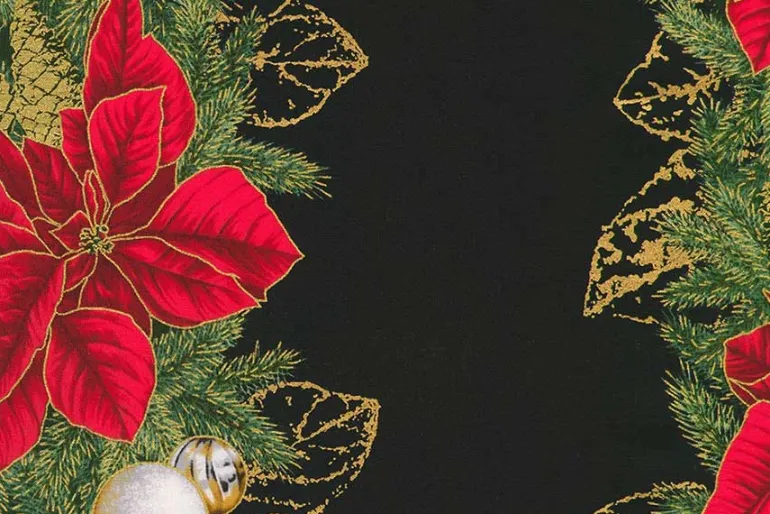 Holiday Flourish ForestGlen Garland Stripe Cream w/ Metallic Gold