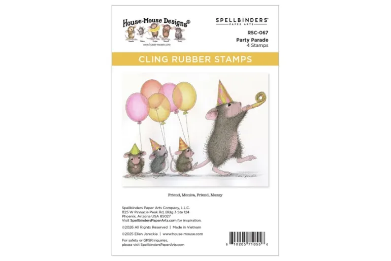 House- Mouse Party Parade Cling Rubber Stamp