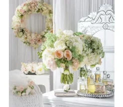 19″ Hydrangea Spray, Soft Pink