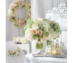 19″ Hydrangea Spray, White
