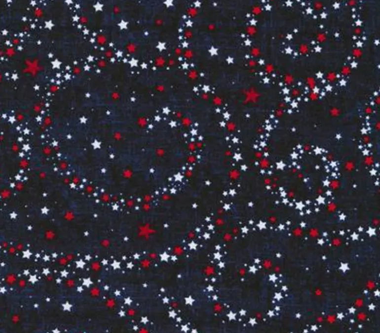 108-inch Wide Quilt Back Timeless Treasures USA Swirly Stars – On Navy
