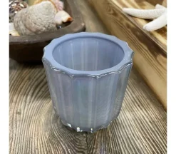 Iridescent Ridged Glass Votive Candle Holder