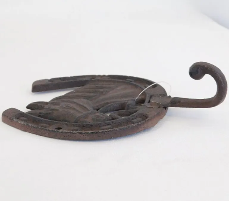 Iron Brown Rust Finish Horseshoe Horsehead Hook