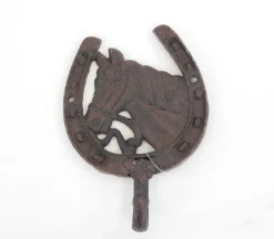 Iron Brown Rust Finish Horseshoe Horsehead Hook