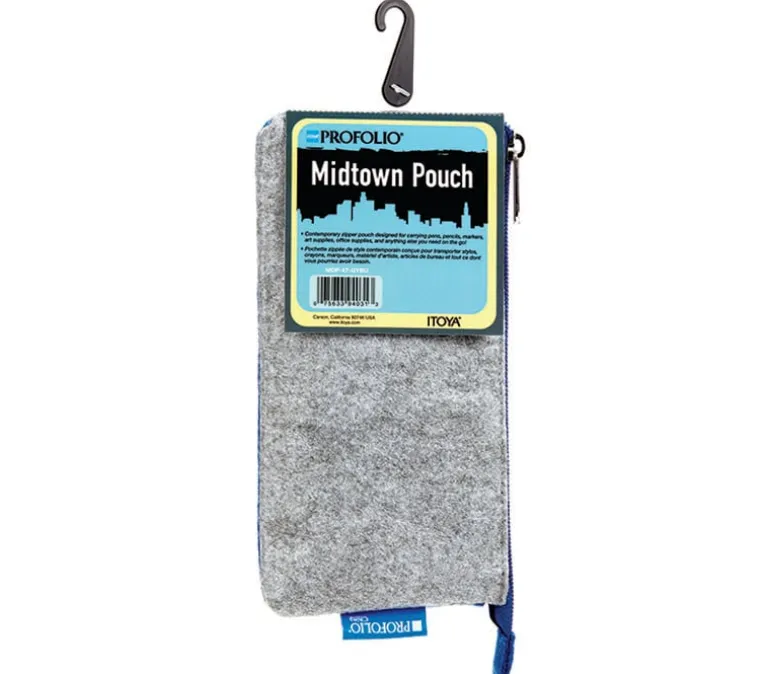Itoya Midtown Pouch – 4 x 7 inch – Grey and Blue