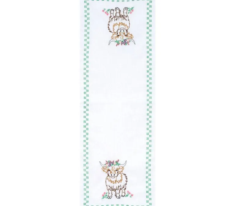 Jack Dempsey Highland Cows Embroidery Table Runner