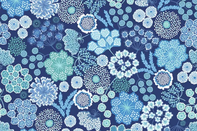 Jardin d’Hiver Flannel Large Florals in Blue