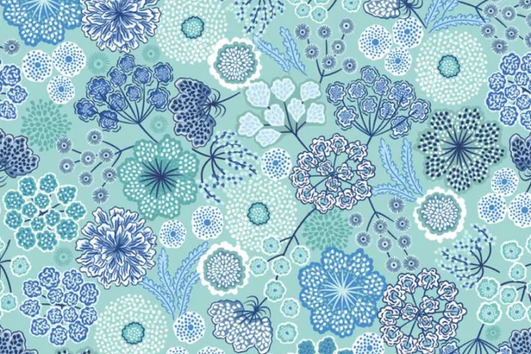 Jardin d’Hiver Flannel Large Florals in Ice Blue