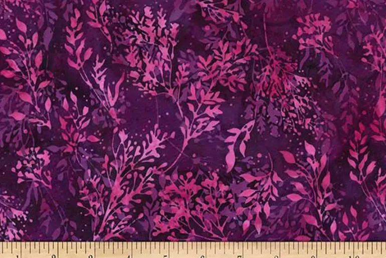 Jewel Batiks Branches Wildberry Pink on Purple