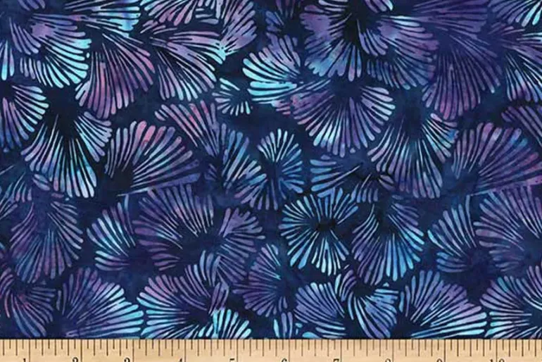 Jewel Batiks Fans Salvia on Blue