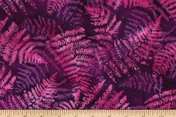 Jewel Batiks Ferns Wildberry Pink on Purple