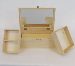 Jewelry Box with Mirror and Scalloped Silver Latch