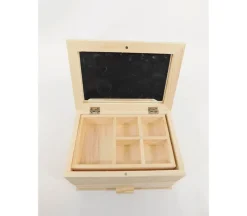 Jewelry Box With Mirror Divider and Small Drawer