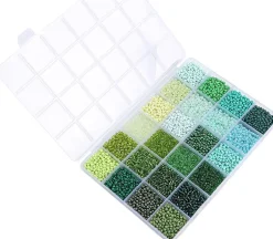 John Bead Seed Bead Box 8/0 – 24 Colors – Greens