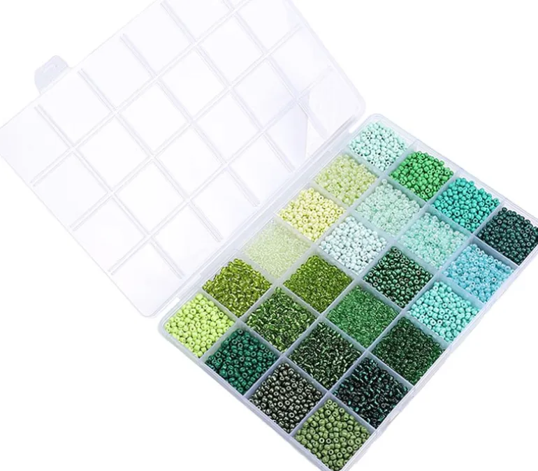 John Bead Seed Bead Box 8/0 – 24 Colors – Greens