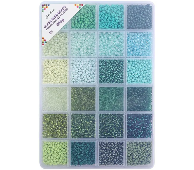 John Bead Seed Bead Box 8/0 – 24 Colors – Blues