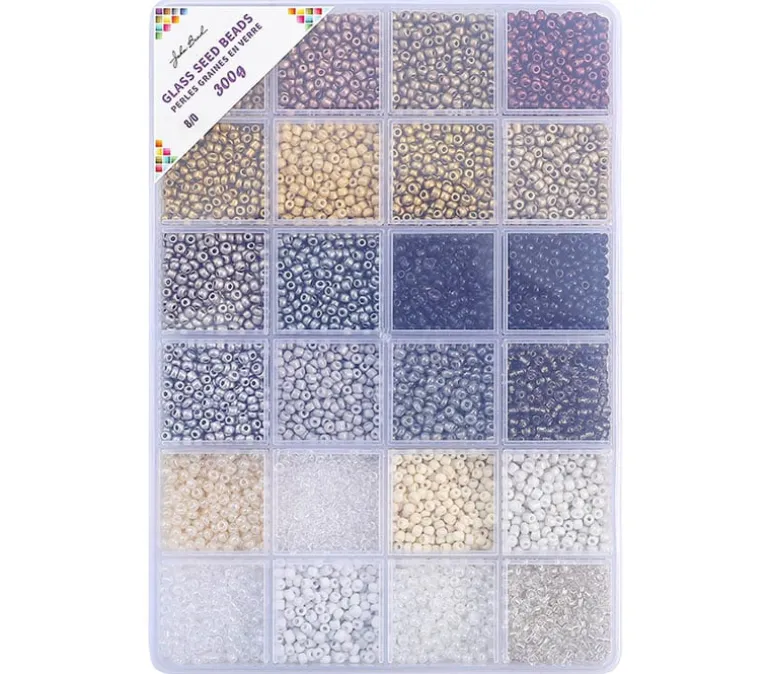 John Bead Seed Bead Box 8/0 – 24 Colors – Metals