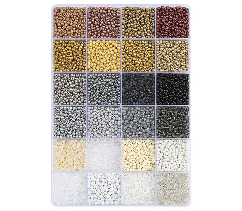 John Bead Seed Bead Box 8/0 – 24 Colors – Metals