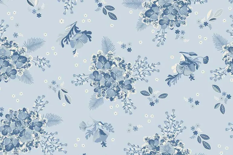 Lakeland Blues Hydrangeas on Meidum Blue