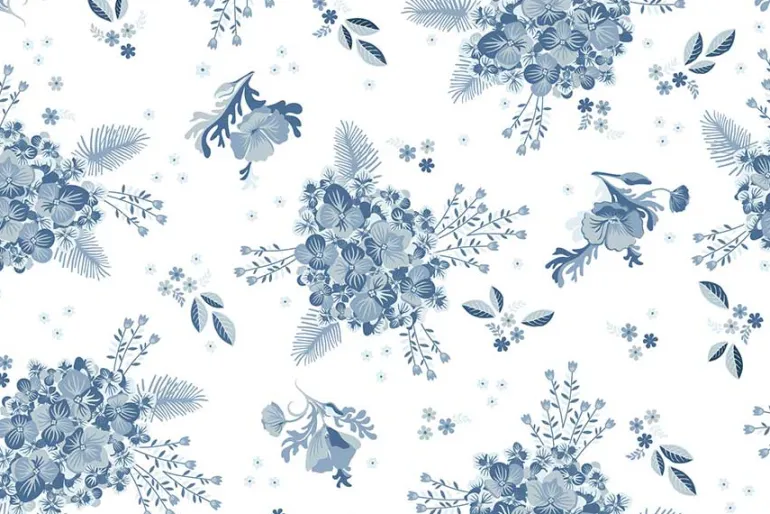 Lakeland Blues Hydrangeas on Light Blue