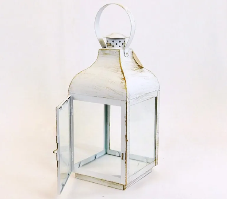 Lantern – White with Gold Brush