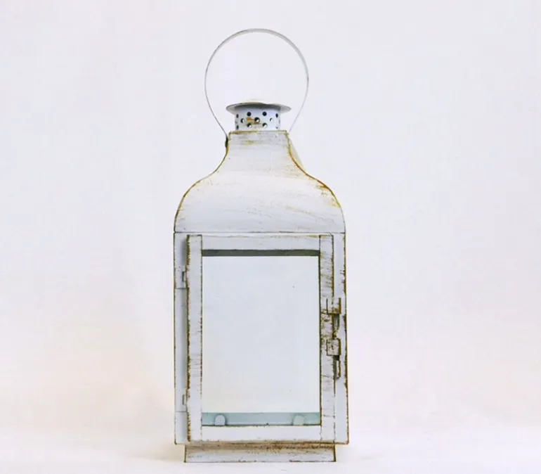 Lantern – White with Gold Brush