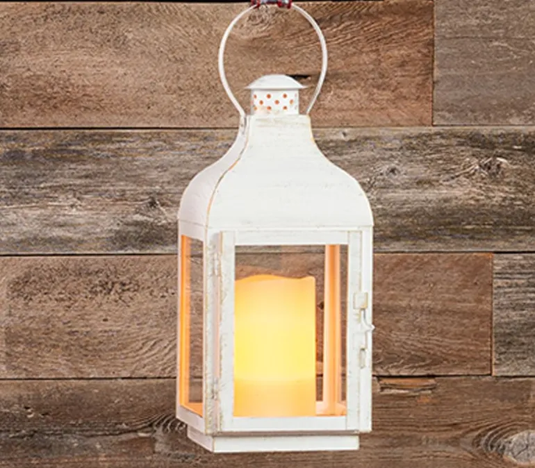 Lantern – White with Gold Brush