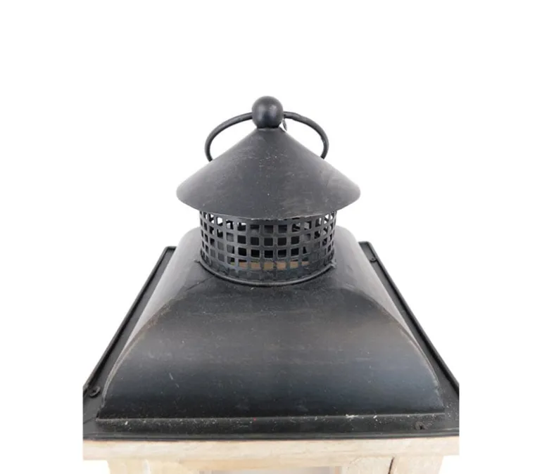 Lantern – Wood with Metal Top