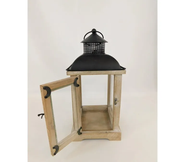 Lantern – Wood with Metal Top
